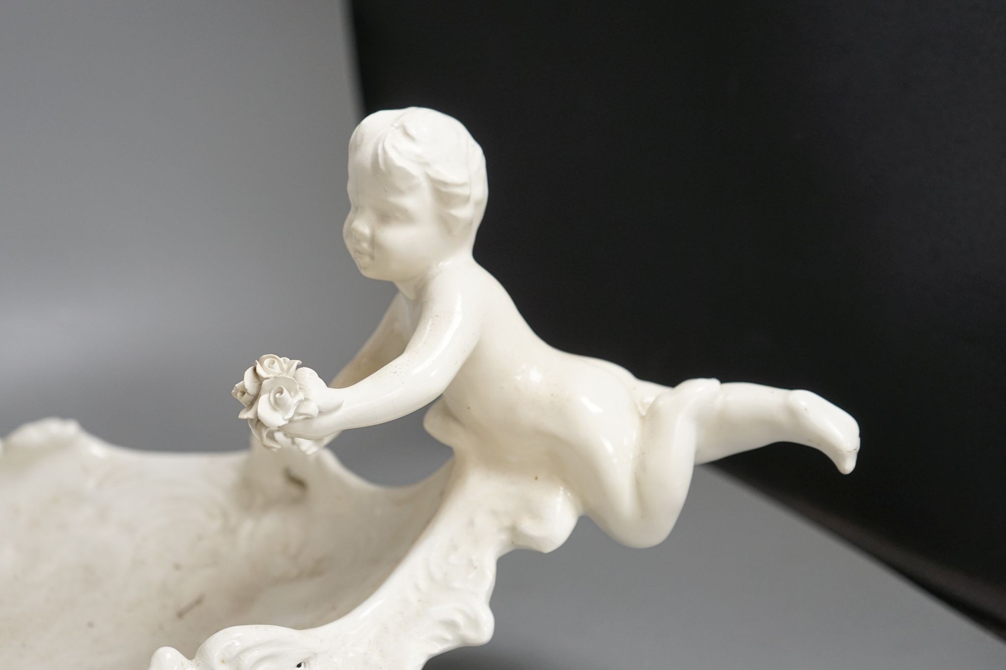 An Italian glazed pottery centrepiece, 63cm